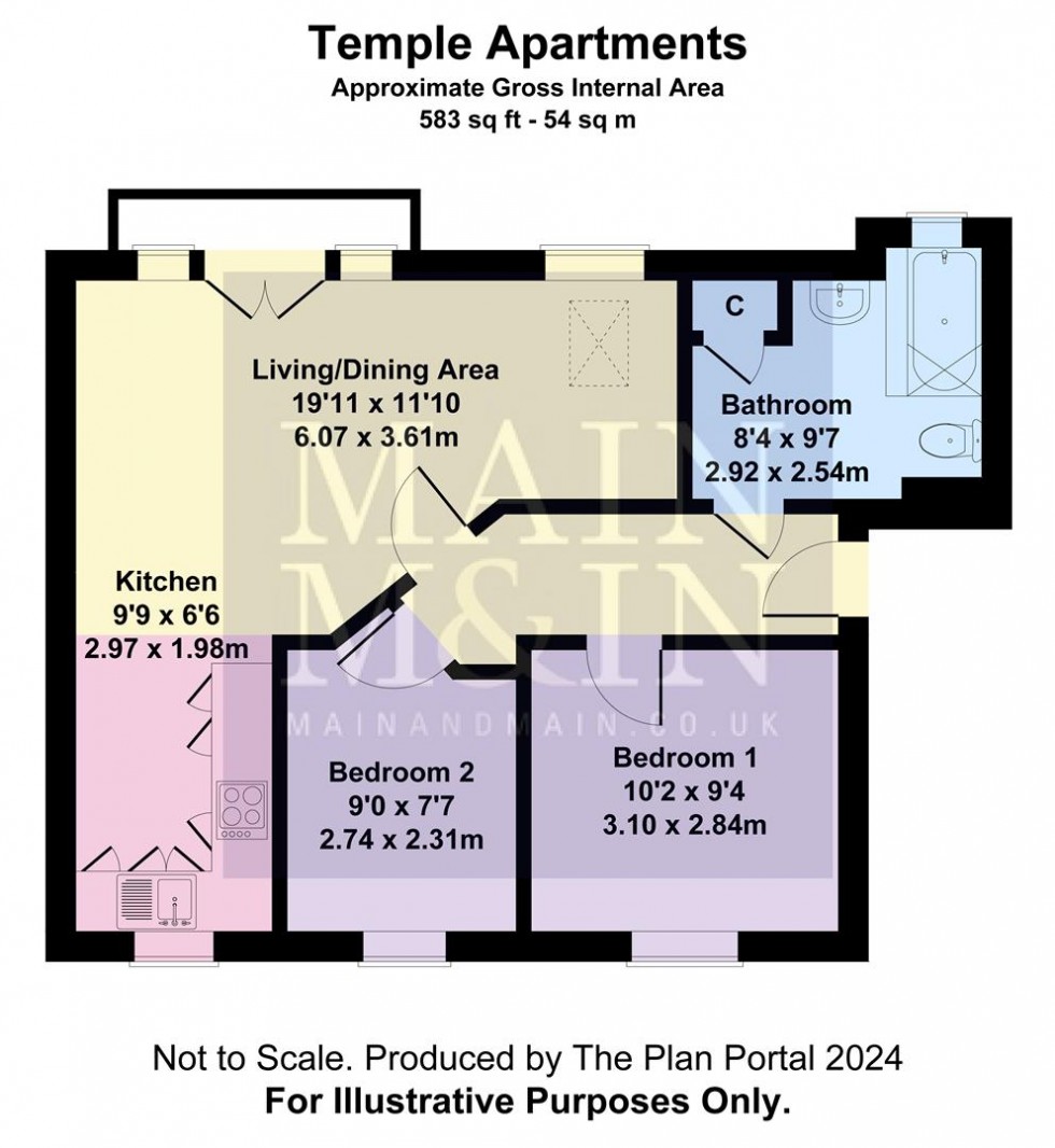 Floorplan for Temple Apartments, 51-55 Cornishway, Wythenshawe